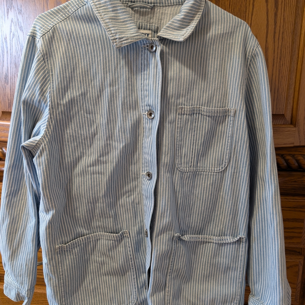 Old Navy Blue and White Striped Shirt